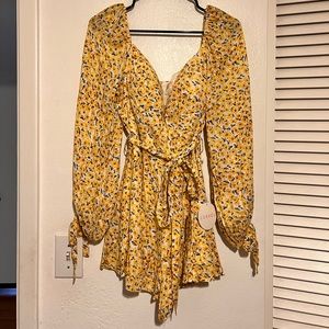 Floral yellow romper